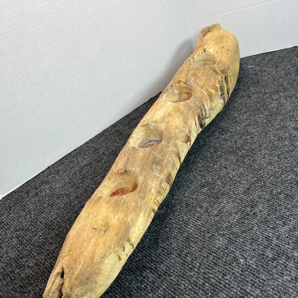 Driftwood Candle Holder Carved Art Primitive Decor Rustic Beach 28